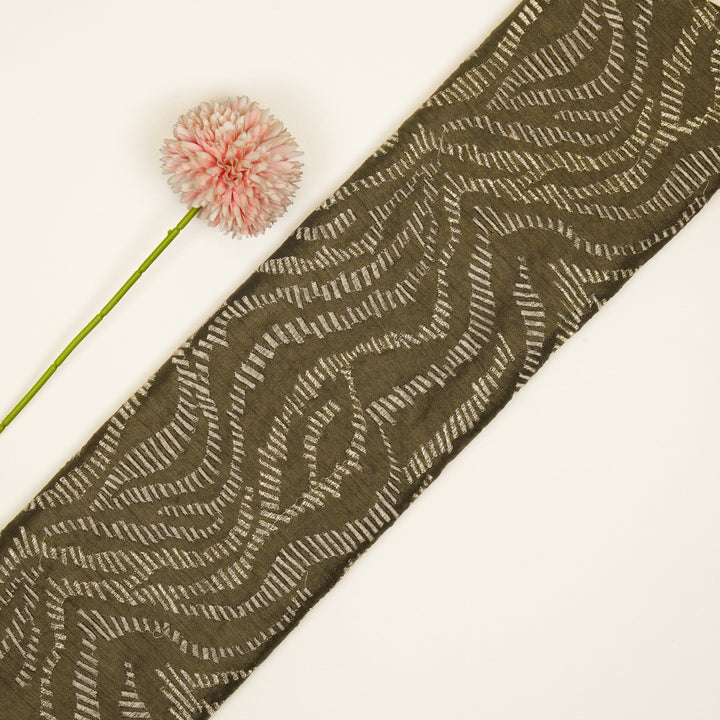 Lehar Jaal on Mouse Semi Raw Silk Embroidered Fabric