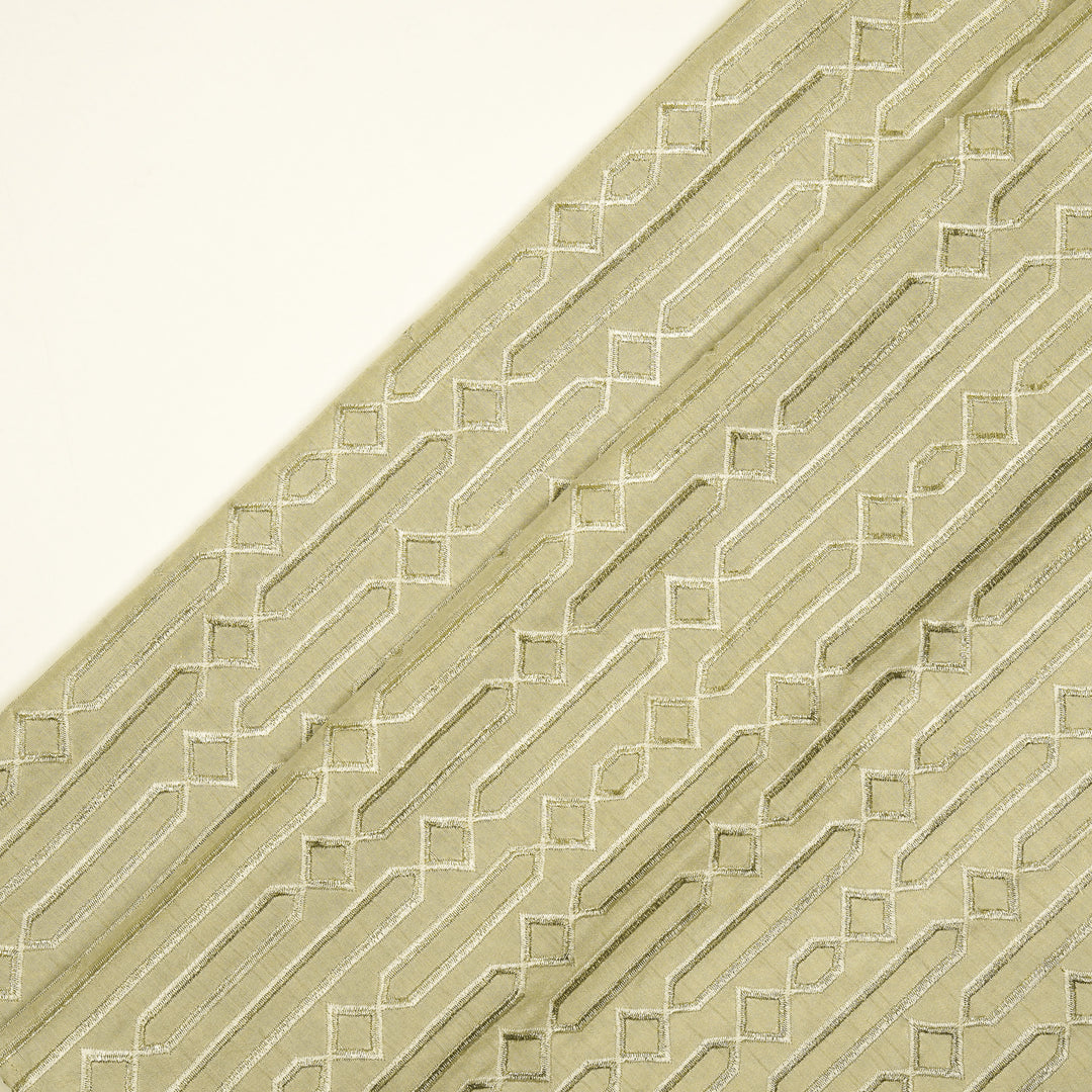 Tanira Jaal on Cream Semi Raw Silk Embroidered Fabric