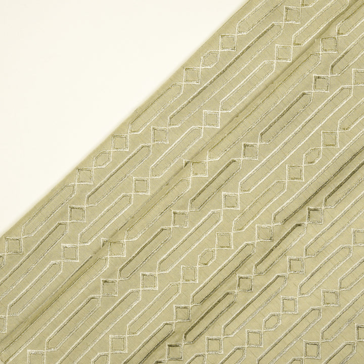 Tanira Jaal on Cream Semi Raw Silk Embroidered Fabric