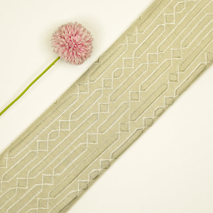 Tanira Jaal on Cream Semi Raw Silk Embroidered Fabric