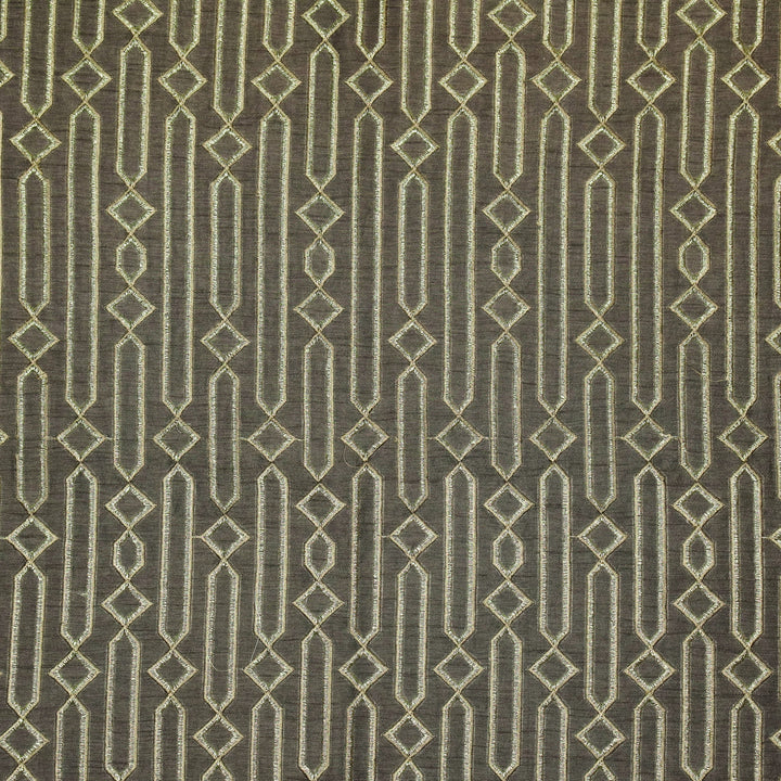 Tanira Jaal on Charcoal Semi Raw Silk Embroidered Fabric