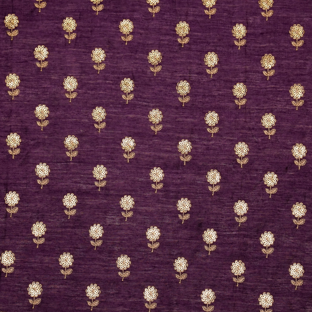Ratrika Buti on Dark Purple Munga Silk Embroidered Fabric