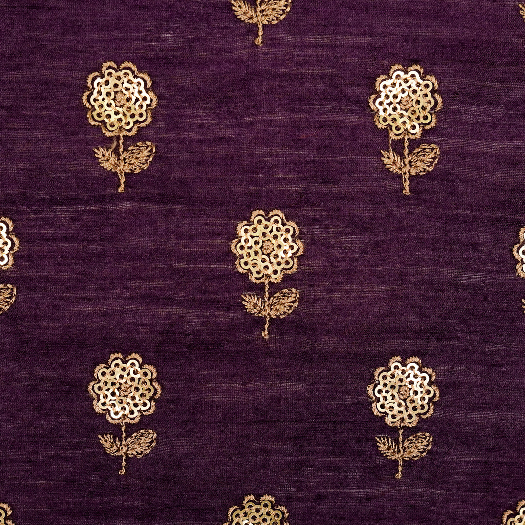 Ratrika Buti on Dark Purple Munga Silk Embroidered Fabric