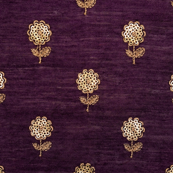 Ratrika Buti on Dark Purple Munga Silk Embroidered Fabric