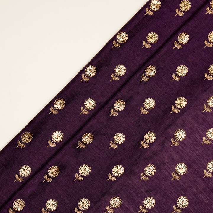 Ratrika Buti on Dark Purple Munga Silk Embroidered Fabric