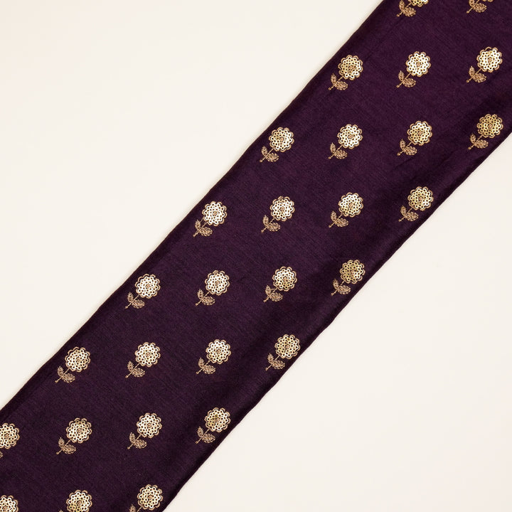 Ratrika Buti on Dark Purple Munga Silk Embroidered Fabric