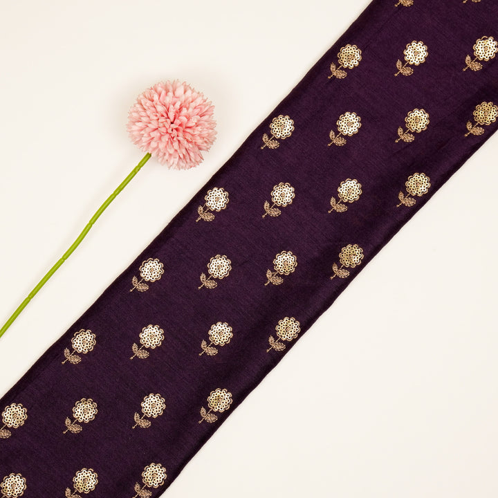 Ratrika Buti on Dark Purple Munga Silk Embroidered Fabric