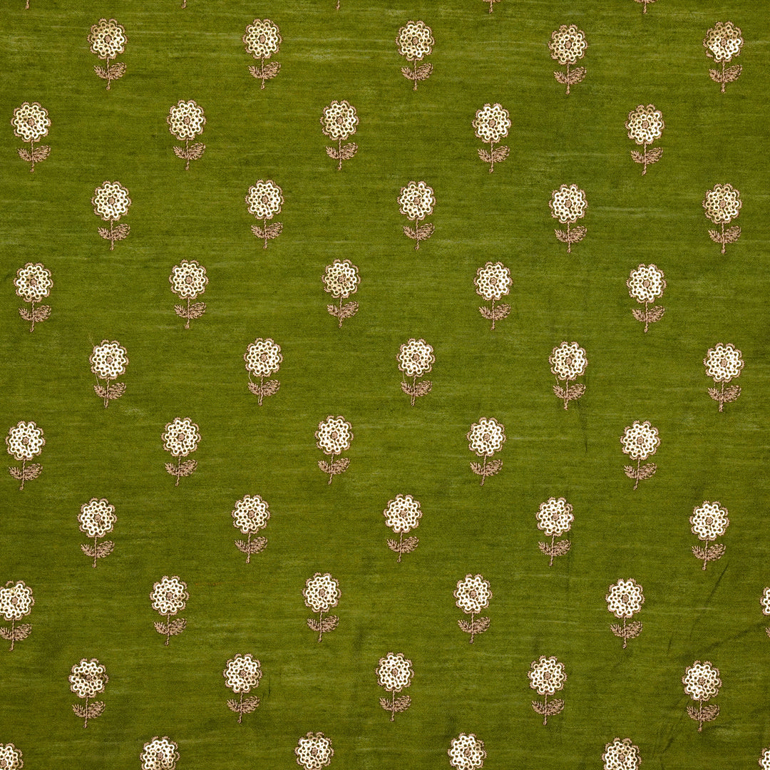 Ratrika Buti on Olive Munga Silk Embroidered Fabric