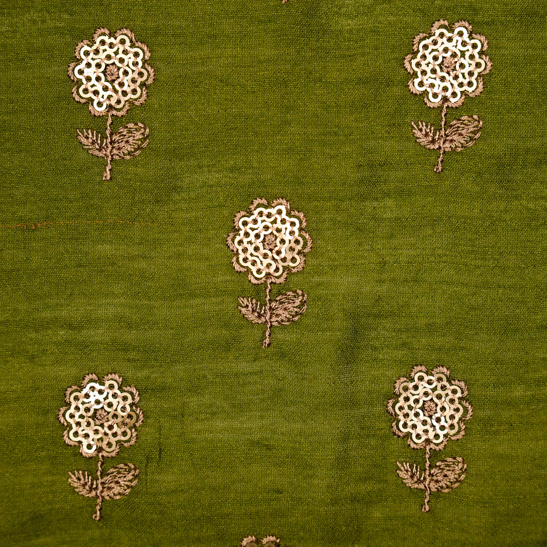 Ratrika Buti on Olive Munga Silk Embroidered Fabric