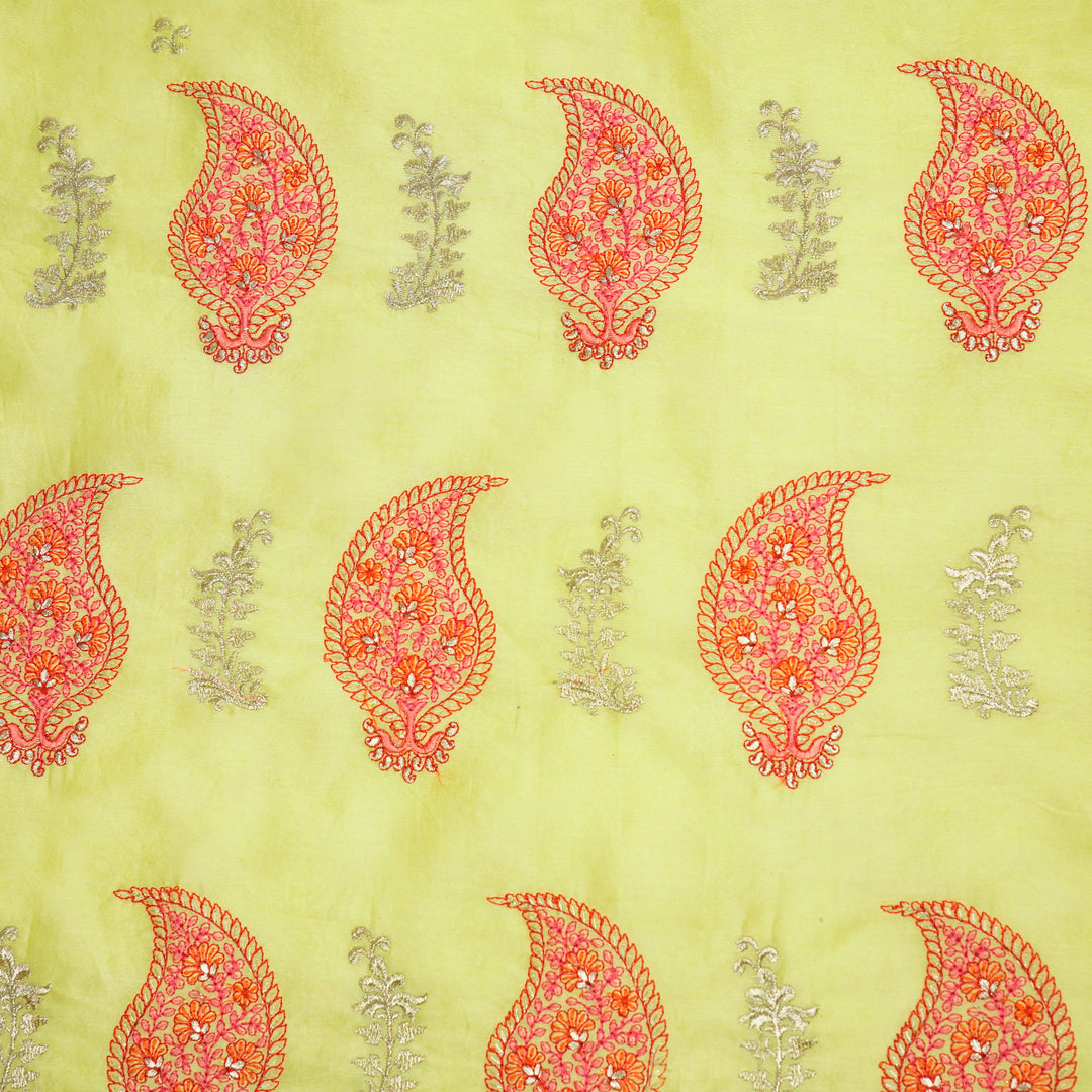 Umaima Buta on Lemon Luxe Silk Chanderi Embroidered Fabric