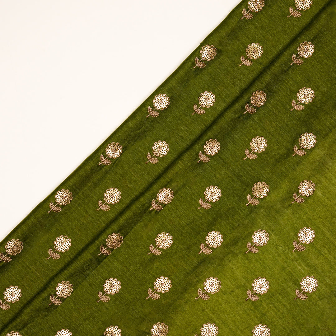 Ratrika Buti on Olive Munga Silk Embroidered Fabric