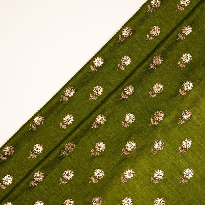 Ratrika Buti on Olive Munga Silk Embroidered Fabric