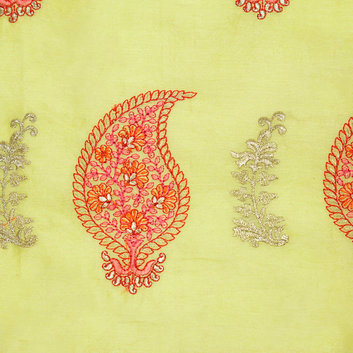 Umaima Buta on Lemon Luxe Silk Chanderi Embroidered Fabric