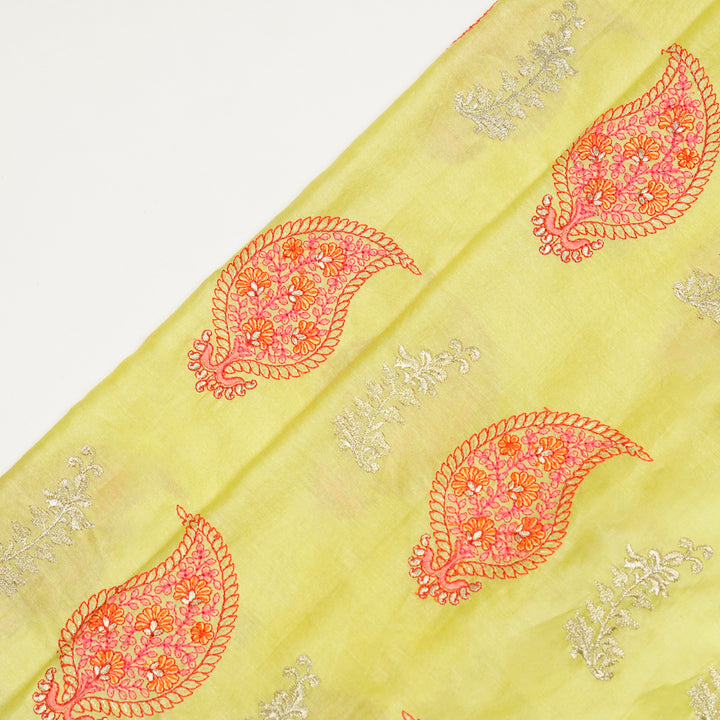 Umaima Buta on Lemon Luxe Silk Chanderi Embroidered Fabric