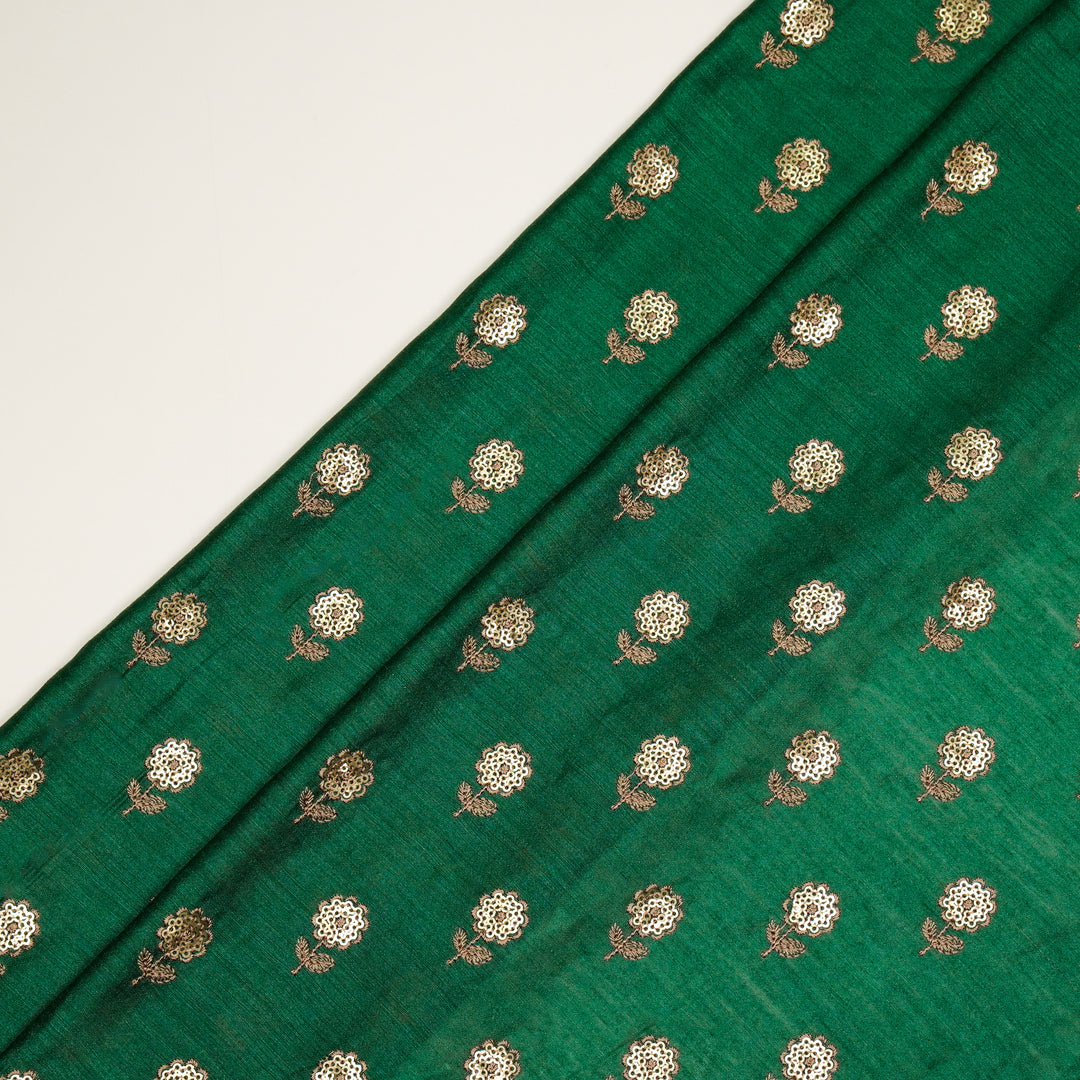 Ratrika Buti on Teal Munga Silk Embroidered Fabric