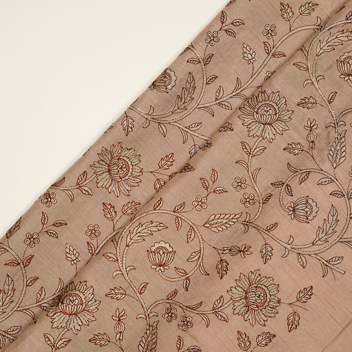 Vrita Jaal on Onion Semi Raw Silk Embroidered Fabric