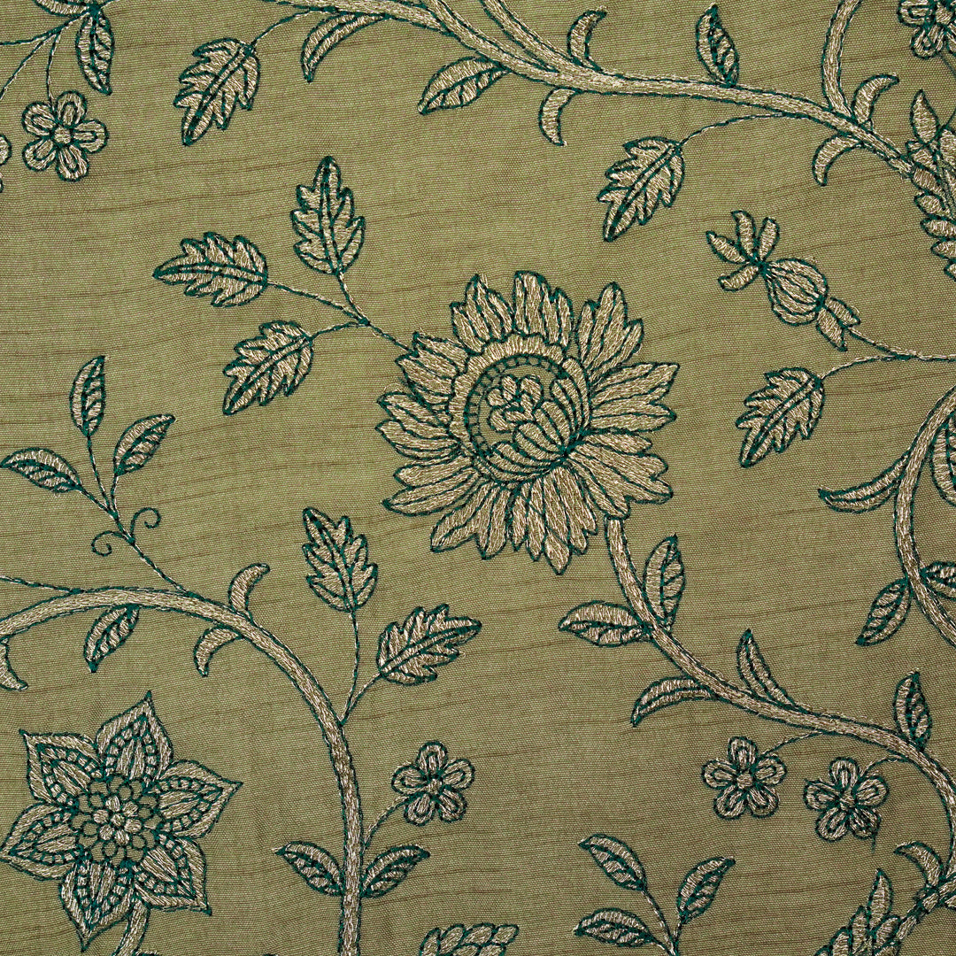 Vrita Jaal on Grey Semi Raw Silk Embroidered Fabric
