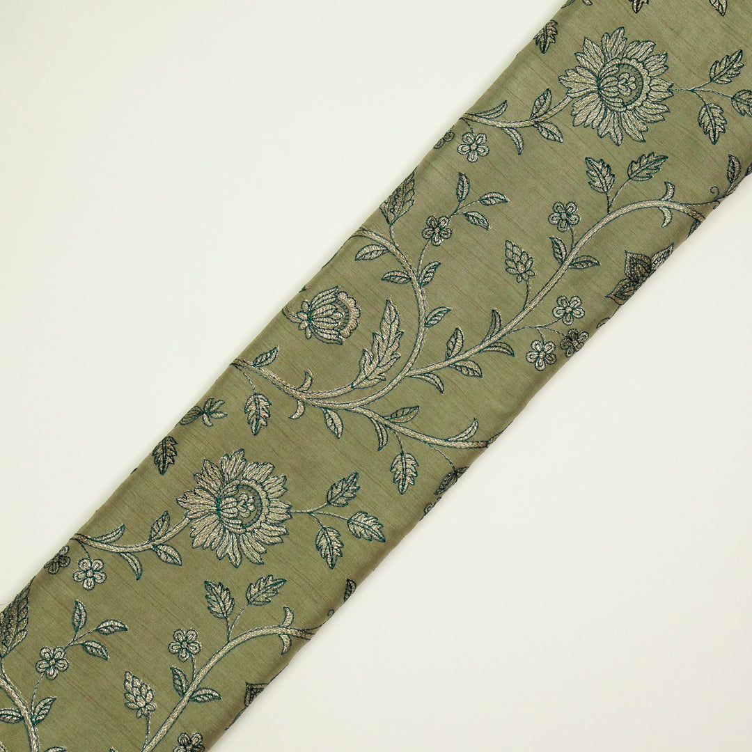 Vrita Jaal on Grey Semi Raw Silk Embroidered Fabric