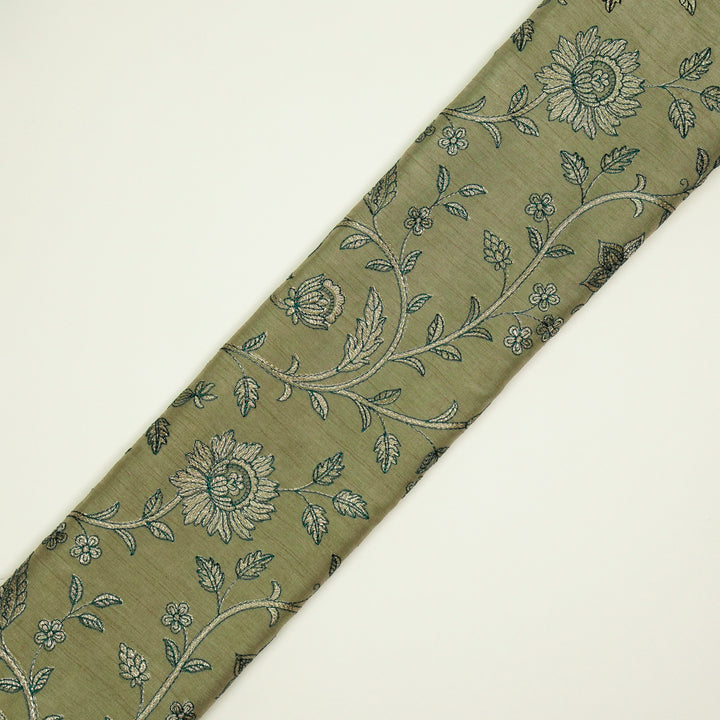 Vrita Jaal on Grey Semi Raw Silk Embroidered Fabric