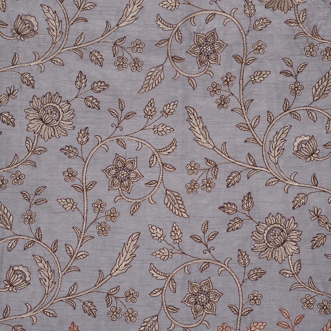 Vrita Jaal on Light Mauve Semi Raw Silk Embroidered Fabric