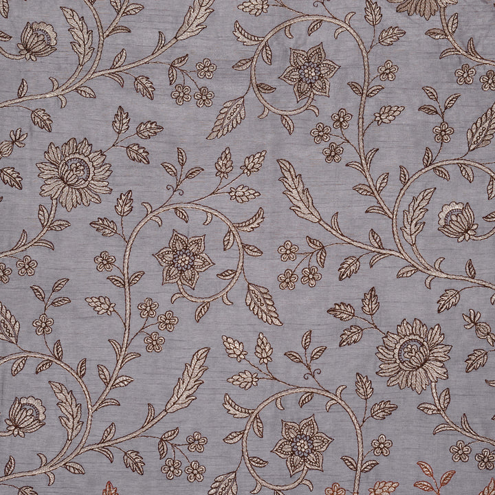 Vrita Jaal on Light Mauve Semi Raw Silk Embroidered Fabric