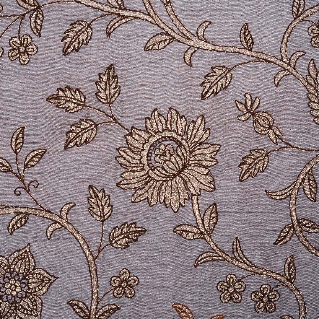 Vrita Jaal on Light Mauve Semi Raw Silk Embroidered Fabric