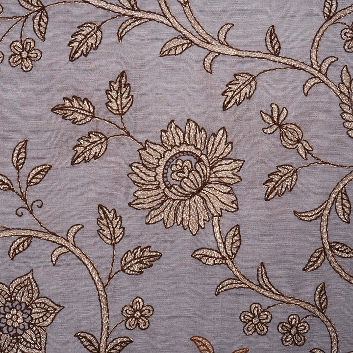 Vrita Jaal on Light Mauve Semi Raw Silk Embroidered Fabric