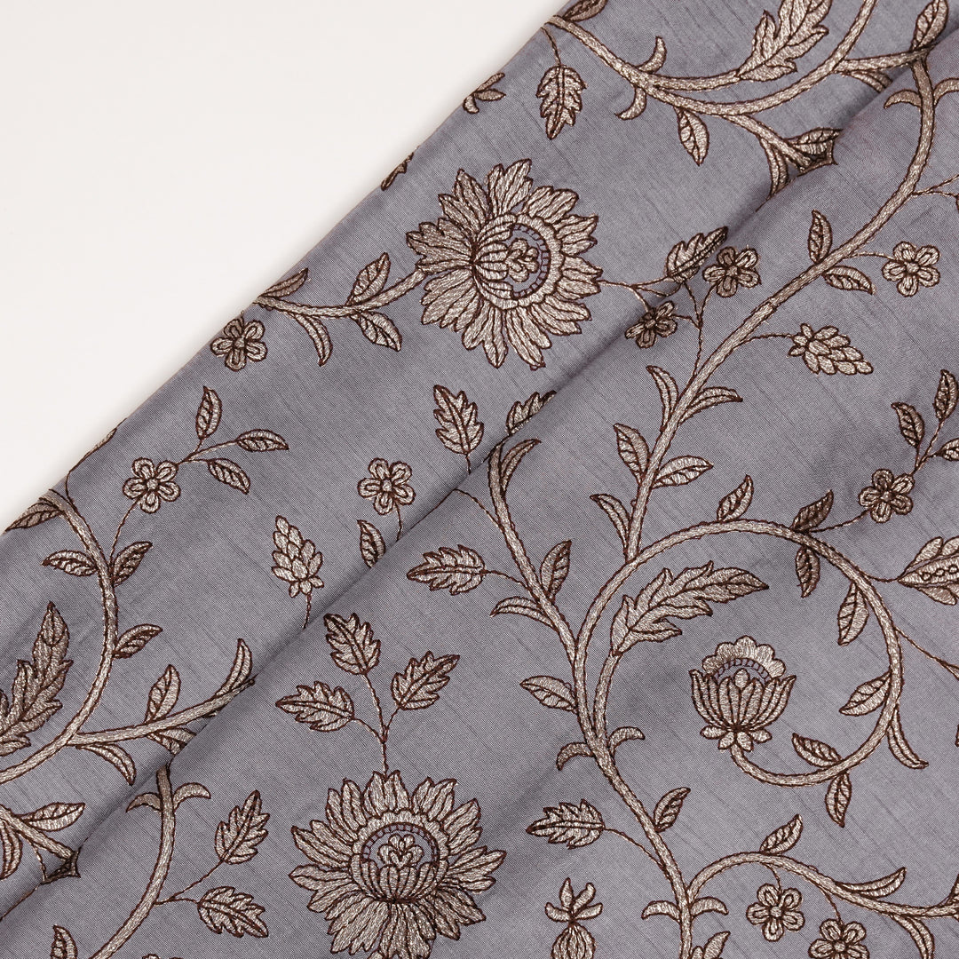 Vrita Jaal on Light Mauve Semi Raw Silk Embroidered Fabric