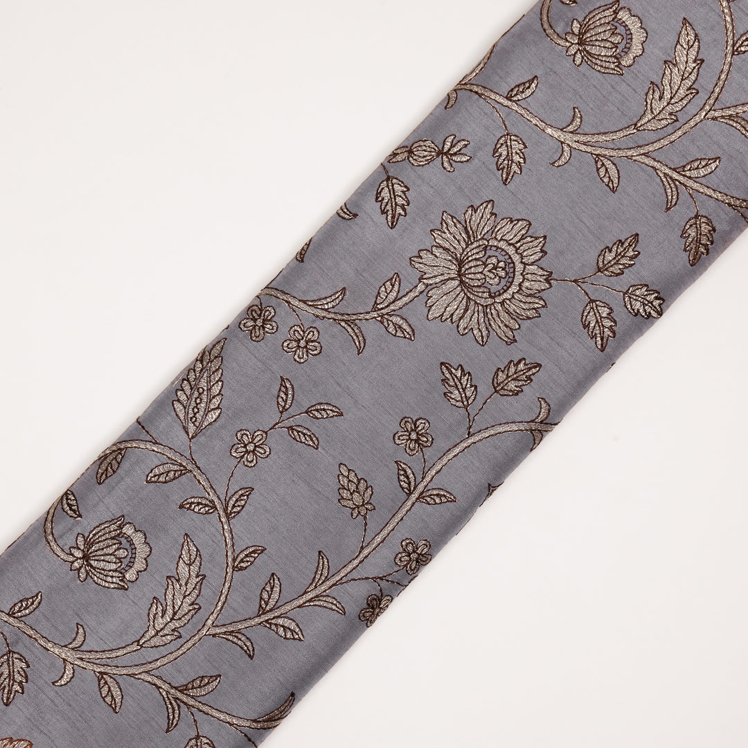 Vrita Jaal on Light Mauve Semi Raw Silk Embroidered Fabric