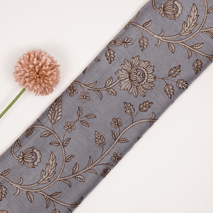 Vrita Jaal on Light Mauve Semi Raw Silk Embroidered Fabric