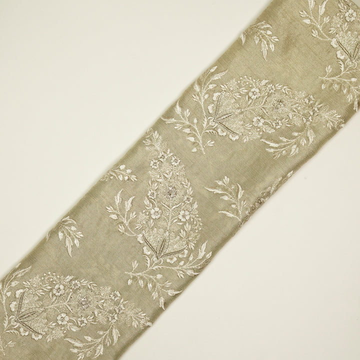 Zohra Buta on Cream Semi Raw Silk Embroidered Fabric