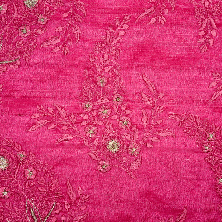 Zohra Buta on Fuxia Semi Raw Silk Embroidered Fabric