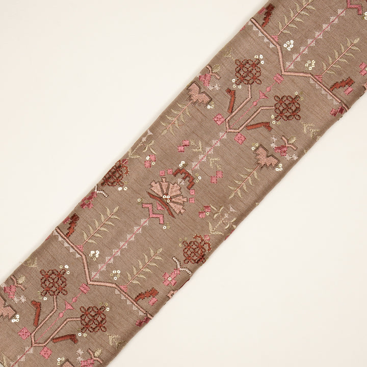 ilaaya Jaal on Onion Semi Raw Silk Embroidered Fabric