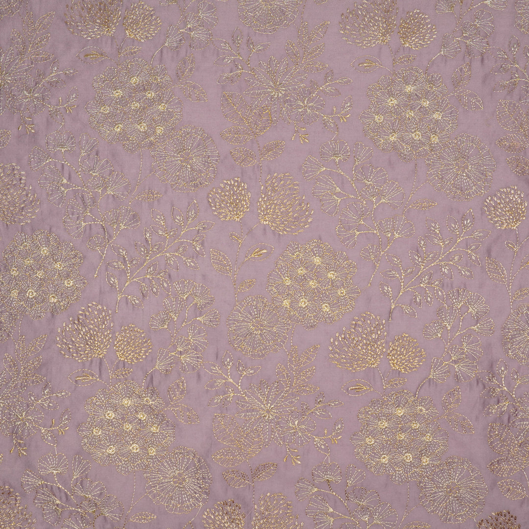 Ranya Jaal on Deep Mauve Silk Chanderi Embroidered Fabric