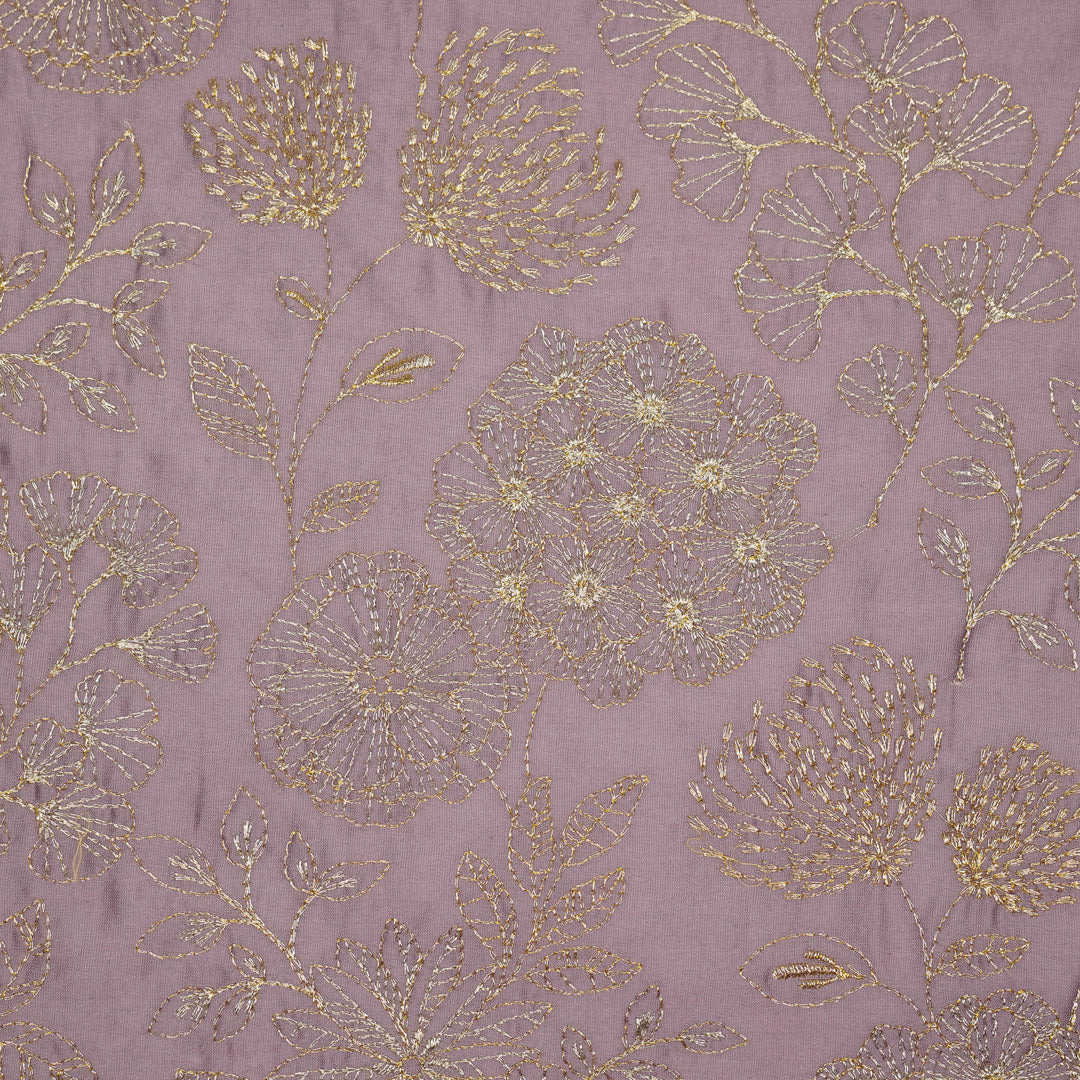 Ranya Jaal on Deep Mauve Silk Chanderi Embroidered Fabric