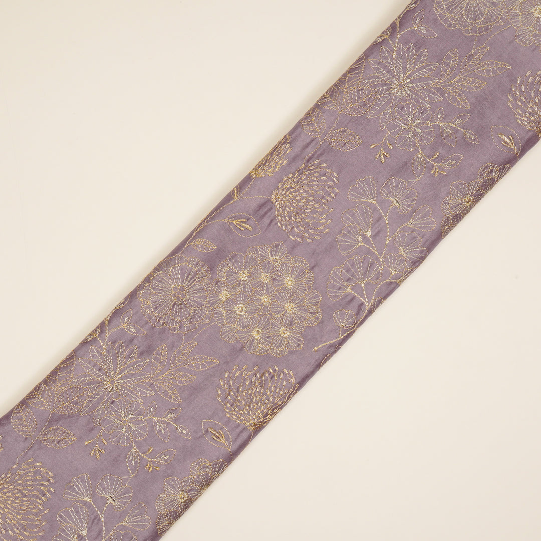 Ranya Jaal on Deep Mauve Silk Chanderi Embroidered Fabric