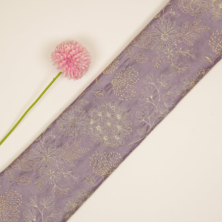 Ranya Jaal on Deep Mauve Silk Chanderi Embroidered Fabric