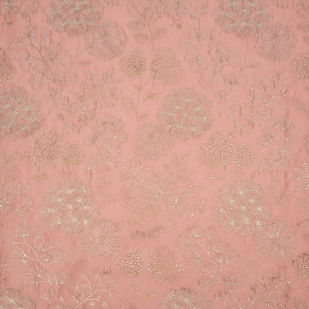 Ranya Jaal on Onion Pink Silk Chanderi Embroidered Fabric