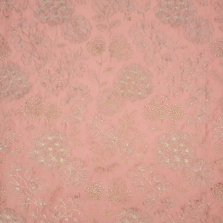 Ranya Jaal on Onion Pink Silk Chanderi Embroidered Fabric