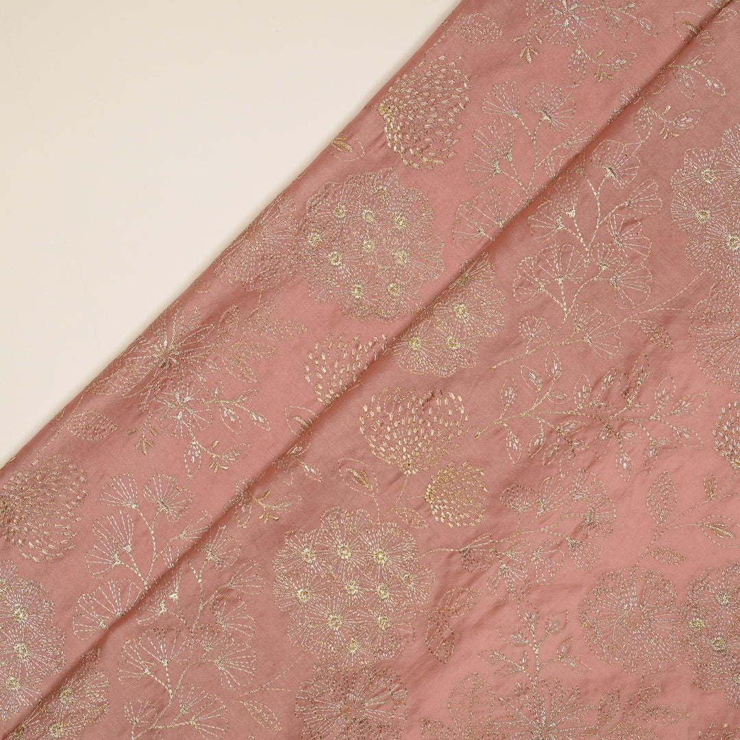 Ranya Jaal on Onion Pink Silk Chanderi Embroidered Fabric