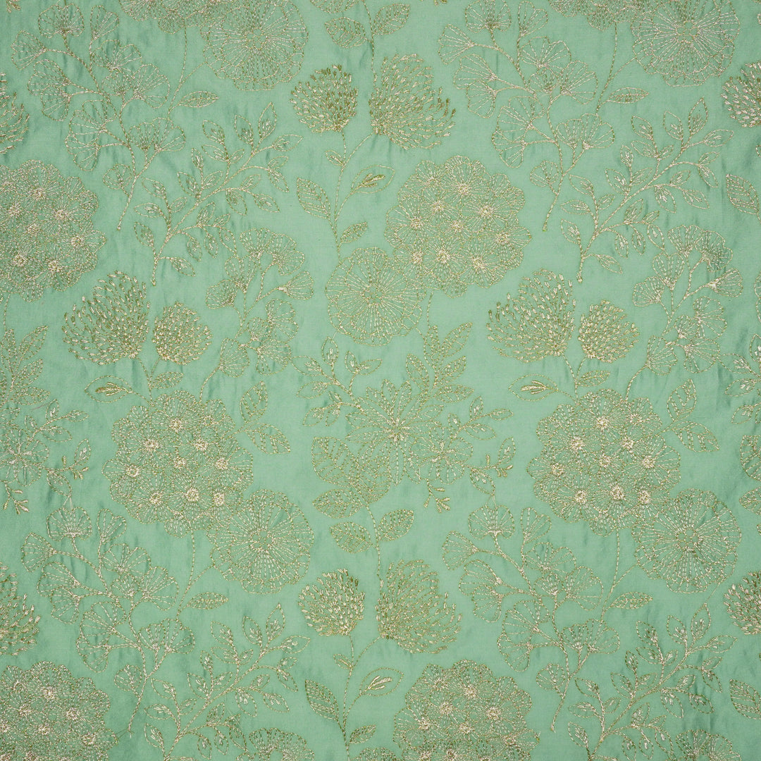 Ranya Jaal on Aqua Silk Chanderi Embroidered Fabric