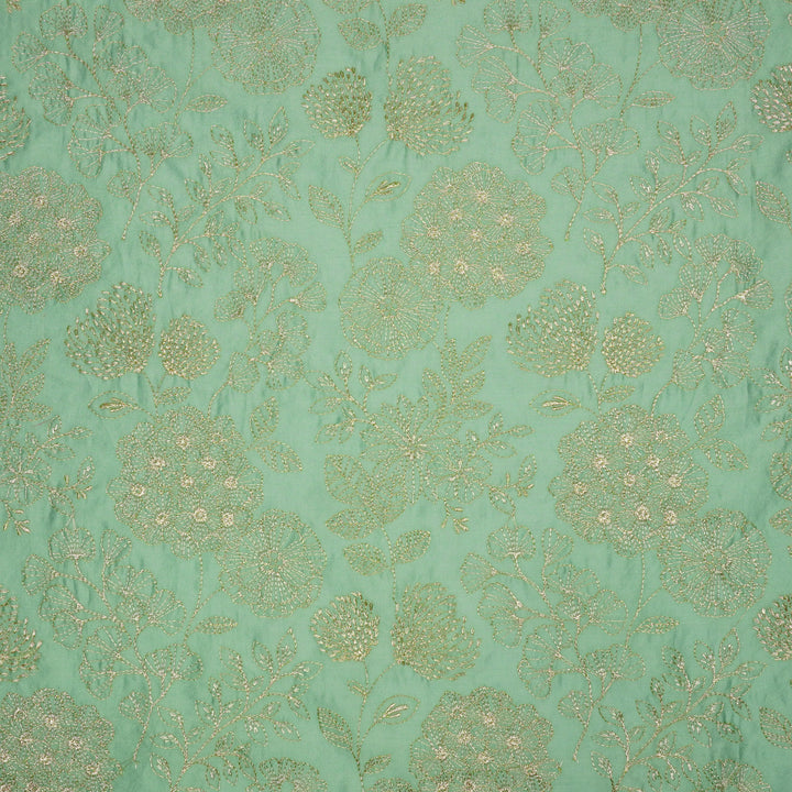 Ranya Jaal on Aqua Silk Chanderi Embroidered Fabric
