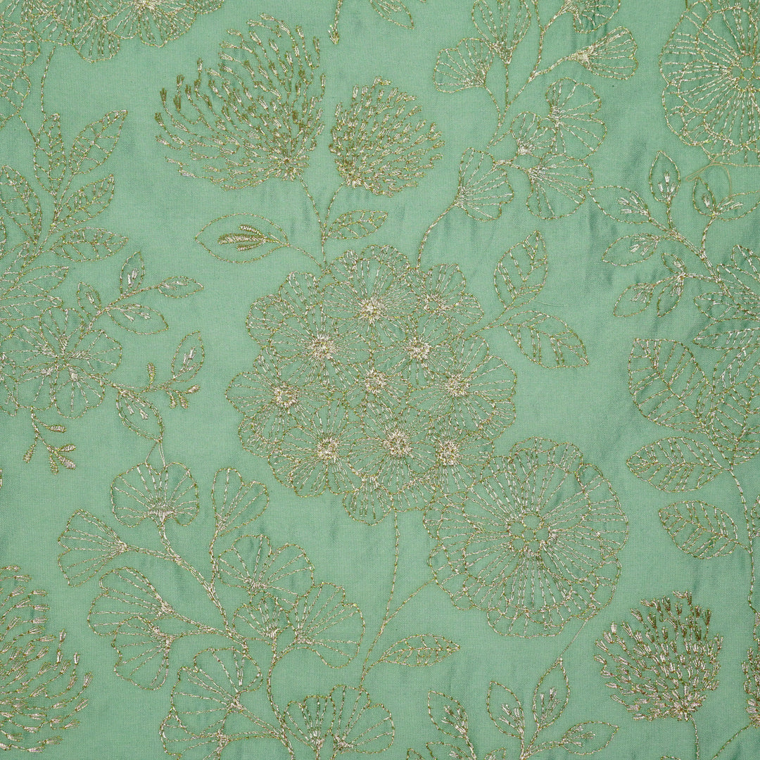 Ranya Jaal on Aqua Silk Chanderi Embroidered Fabric