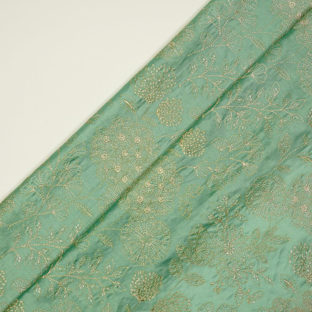 Ranya Jaal on Aqua Silk Chanderi Embroidered Fabric