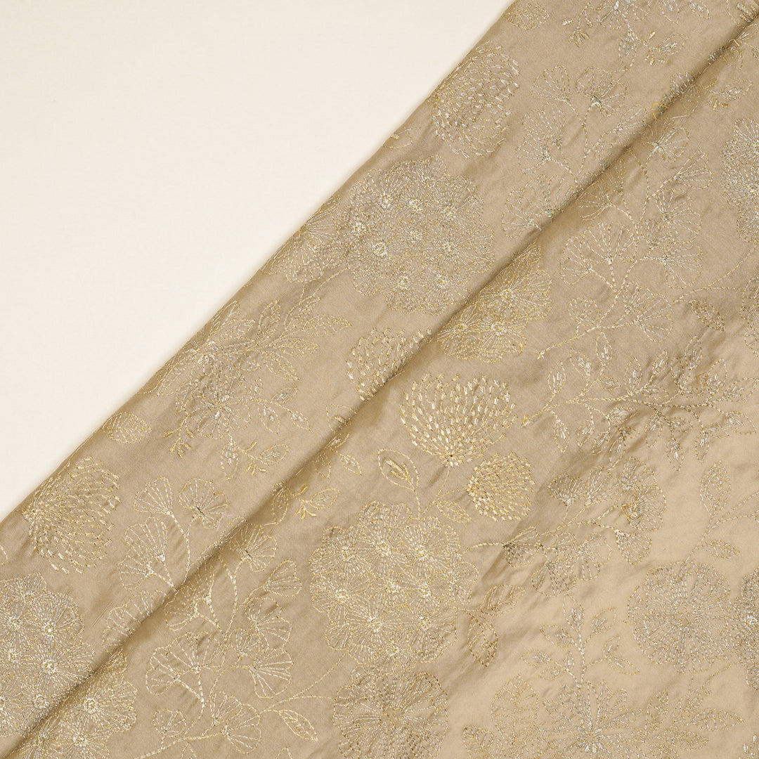 Ranya Jaal on Light Mouse Silk Chanderi Embroidered Fabric