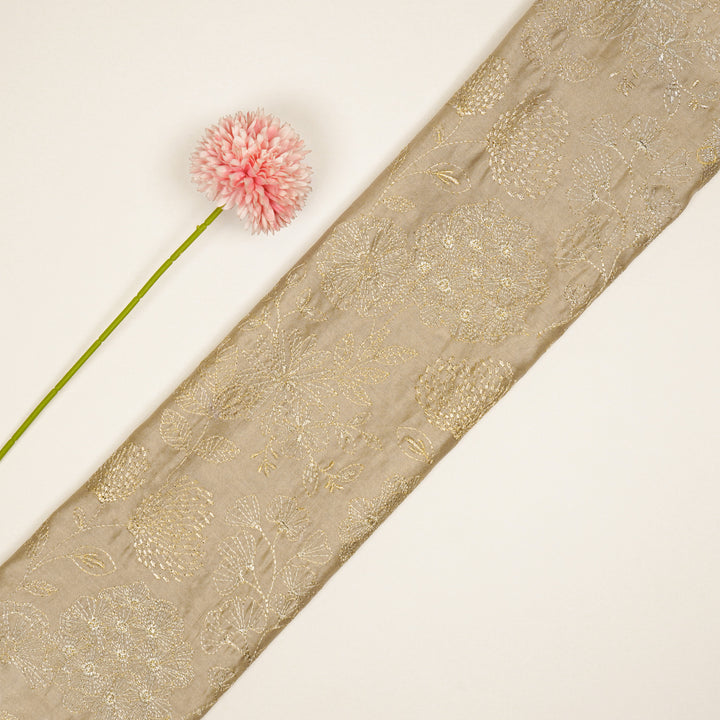 Ranya Jaal on Light Mouse Silk Chanderi Embroidered Fabric