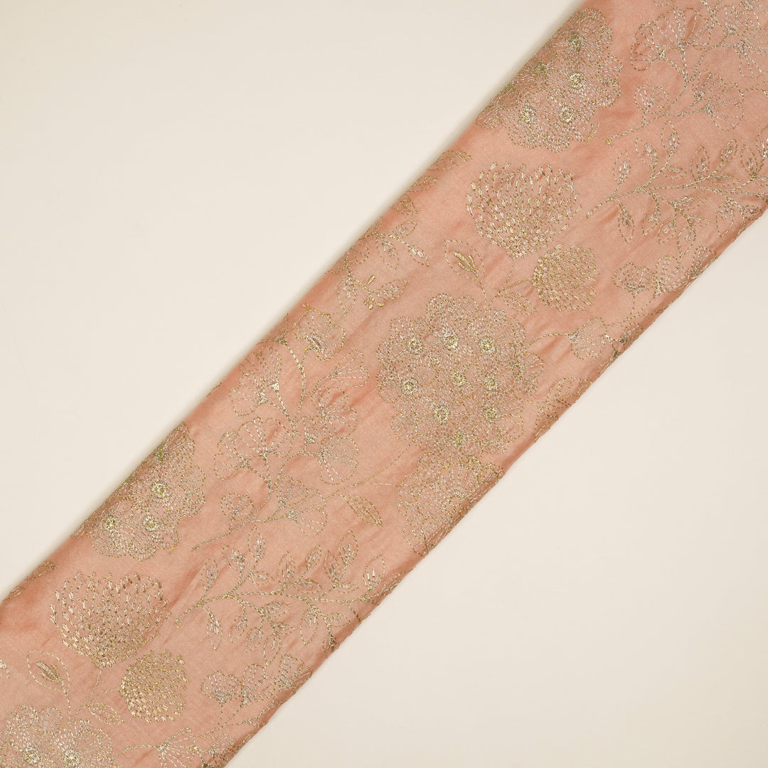 Ranya Jaal on Peach Silk Chanderi Embroidered Fabric