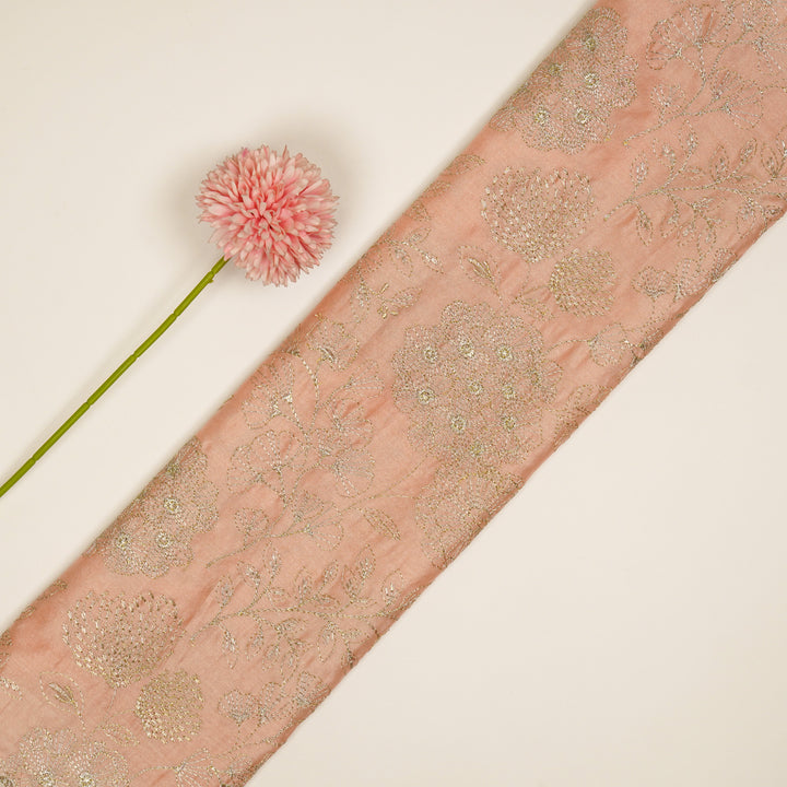 Ranya Jaal on Peach Silk Chanderi Embroidered Fabric