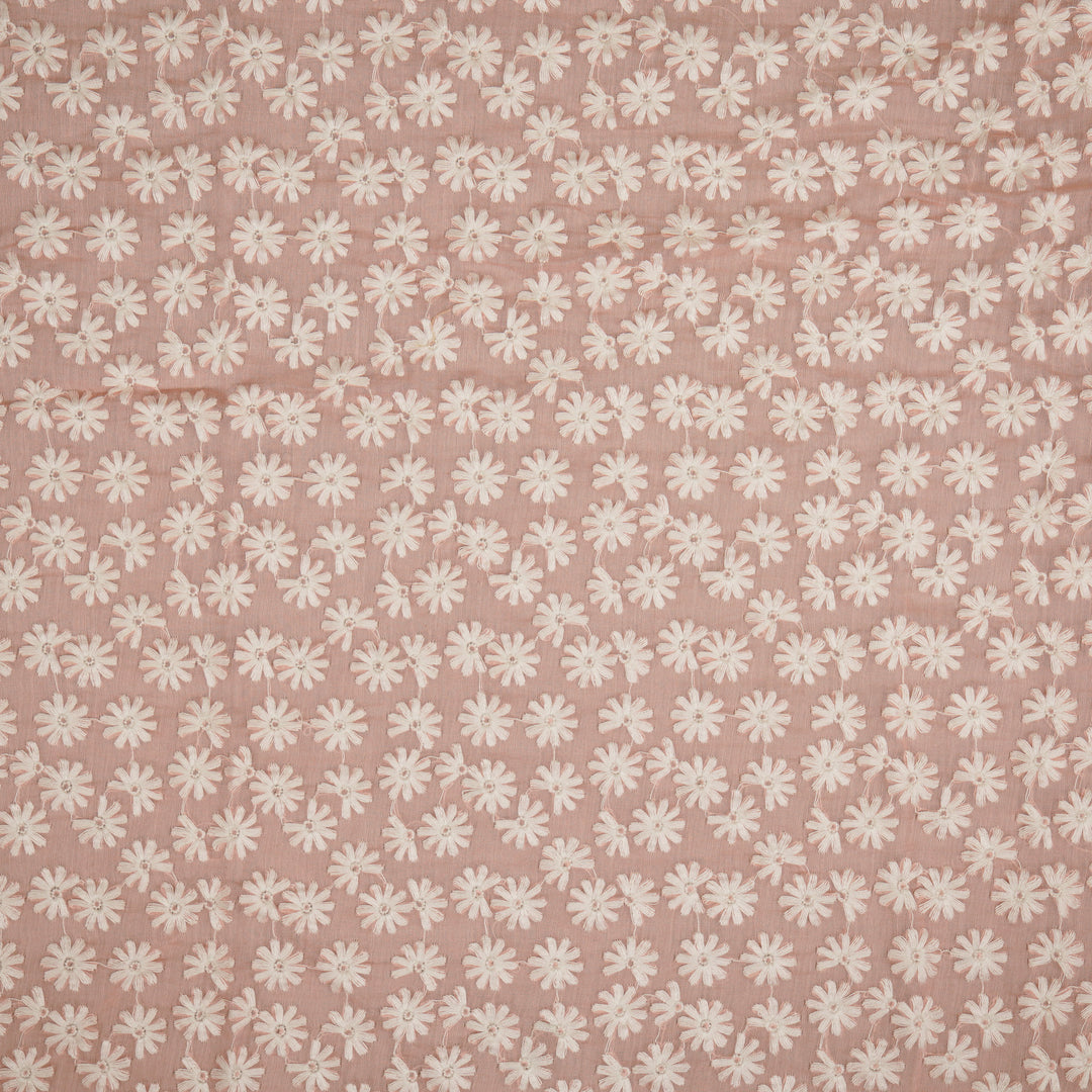 Ruhin Buti on Light Peach Cotton Silk Embroidered Fabric
