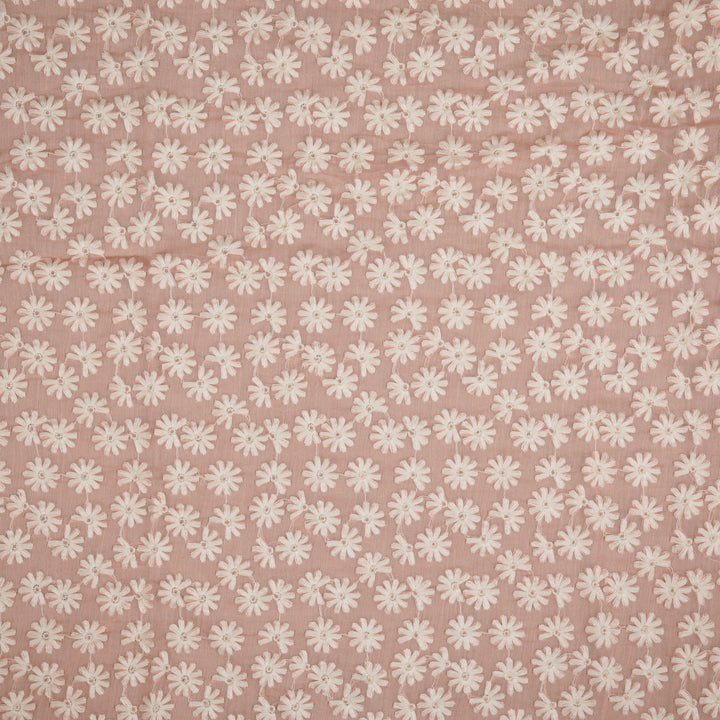 Ruhin Buti on Light Peach Cotton Silk Embroidered Fabric